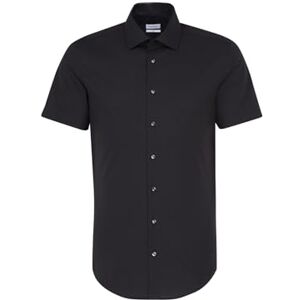 Seidensticker Pánská košile Men Shaped Shortsleeve Cotton Business, Černá (021001), 44 Seidensticker Pánská košile Men Shaped Shortsleeve Cotton Business, Černá (021001), 44