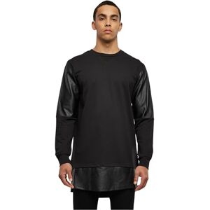 Urban Classics Pánské Long Zipped Synthetic Leather Crewneck, Černá/černá, M Urban Classics Pánské Long Zipped Synthetic Leather Crewneck, Černá/černá, M