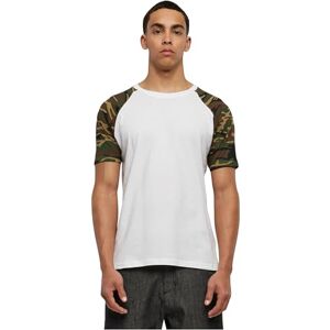 Urban Classics Raglan Contrast Tee pánské tričko bílé/černé Basics, Streetwear, Wht/Woodcamo, M Urban Classics Raglan Contrast Tee pánské tričko bílé/černé Basics, Streetwear, Wht/Woodcamo, M