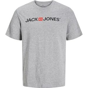 JACK & JONES Pánské tričko logo kulatý výstřih tričko, Light Grey Melange JACK & JONES Pánské tričko logo kulatý výstřih tričko, Light Grey Melange