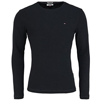 Tommy Jeans Pánské tričko s dlouhým rukávem TJM originální dlouhý rukáv, černá (Tommy Black), XS Tommy Jeans Pánské tričko s dlouhým rukávem TJM originální dlouhý rukáv, černá (Tommy Black), XS