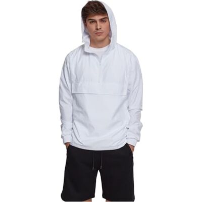 Urban Classics Pánská větrovka bunda Převlékací bunda s kapucí a náprsní kapsou jednobarevná bunda pro přechodné období k dostání v mnoha barvách, bunda Pull-Over, velikost XS až 5XL, bílá Urban Classics Pánská větrovka bunda Převlékací bunda s kapucí a náprsní kapsou jednobarevná bunda pro přechodné období k dostání v mnoha barvách, bunda Pull-Over, velikost XS až 5XL, bílá