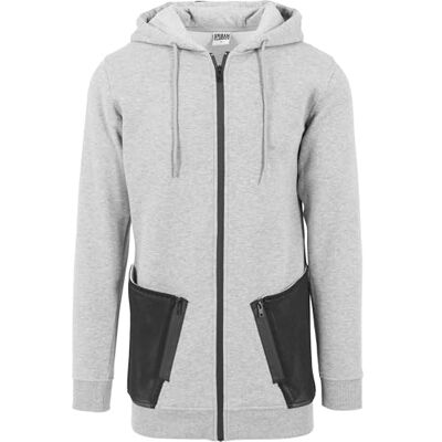 Urban Classics Pánská Long Peached Tech Zip Hoody, Gry/Blk, S Urban Classics Pánská Long Peached Tech Zip Hoody, Gry/Blk, S
