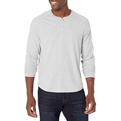 Amazon Essentials Pánské Henley-Shirt, Light Grey Heather, L Amazon Essentials Pánské Henley-Shirt, Light Grey Heather, L