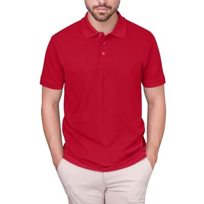 HRM Pánské luxusní polo tričko pánské ze 100% bavlny I Basic polokošile stálobarevná do 60 °C I Kvalitní a udržitelné pánské oblečení, Červená (Red 03-red), L HRM Pánské luxusní polo tričko pánské ze 100% bavlny I Basic polokošile stálobarevná do 60 °C I Kvalitní a udržitelné pánské oblečení, Červená (Red 03-red), L