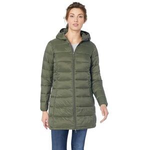 Amazon Essentials Dámský lehký, nepromokavý, skladný bufferový kabát s kapucí (k dostání v nadměrných velikostech), tmavě olivově zelená, L Amazon Essentials Dámský lehký, nepromokavý, skladný bufferový kabát s kapucí (k dostání v nadměrných velikostech), tmavě olivově zelená, L