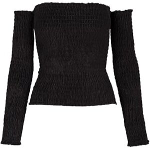 Urban Classics Dámské dámské tričko Velvet Cold Shoulder Smoke L/S s dlouhým rukávem, černá (Black 0007). Urban Classics Dámské dámské tričko Velvet Cold Shoulder Smoke L/S s dlouhým rukávem, černá (Black 0007).