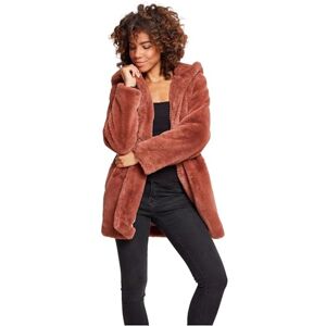 Urban Classics Dámský kabát s kapucí a kapucí z falešné králičí kožešiny, dámský kabát s kapucí a bočními kapsami, k dostání v mnoha barvách, velikosti XS 5XL, Darkrose Urban Classics Dámský kabát s kapucí a kapucí z falešné králičí kožešiny, dámský kabát s kapucí a bočními kapsami, k dostání v mnoha barvách, velikosti XS 5XL, Darkrose