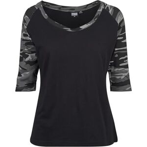 Urban Classics Dámské 3/4 Contrast Raglan Tee Dámské tričko s dlouhým rukávem černé/burgundské, Black/Darkcamo, 5XL Urban Classics Dámské 3/4 Contrast Raglan Tee Dámské tričko s dlouhým rukávem černé/burgundské, Black/Darkcamo, 5XL