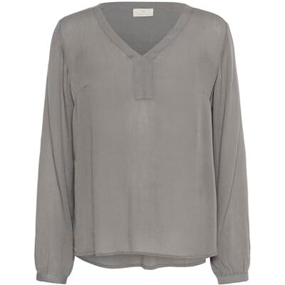 KAFFE Dámská halenka s dlouhým rukávem jantarová dámská halenka jantarová dlouhý rukáv výstřih do V Casual Shirt Dlouhé rukávy, smoked pearl KAFFE Dámská halenka s dlouhým rukávem jantarová dámská halenka jantarová dlouhý rukáv výstřih do V Casual Shirt Dlouhé rukávy, smoked pearl
