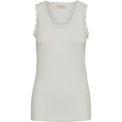 Cream Vanessa top dámský tílko bez rukávů halenkový top krajkový kulatý výstřih top Casual Shirt Lace halenka, bílá (Chalk 60034), S Cream Vanessa top dámský tílko bez rukávů halenkový top krajkový kulatý výstřih top Casual Shirt Lace halenka, bílá (Chalk 60034), S