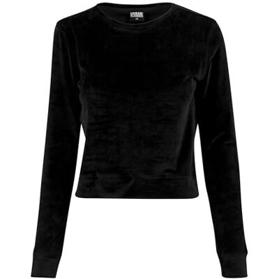 Urban Classics dámská mikina Ladies Short Velvet Crew s černá (Black 7) Urban Classics dámská mikina Ladies Short Velvet Crew s černá (Black 7)