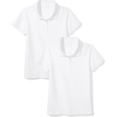 Amazon Essentials Big Girl's Uniform (2 Pack) Interlock Polo Shirt, white/white, L (10) Amazon Essentials Big Girl's Uniform (2 Pack) Interlock Polo Shirt, white/white, L (10)