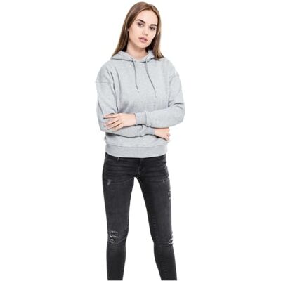 Urban Classics Dámská mikina s kapucí Ladies Hoody zelená Basics, Casual Wear, Streetwear, Šedá, XS Urban Classics Dámská mikina s kapucí Ladies Hoody zelená Basics, Casual Wear, Streetwear, Šedá, XS