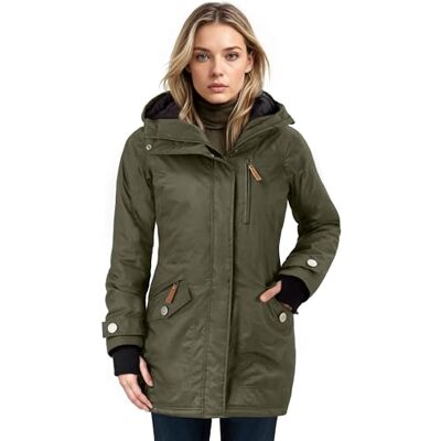 Berydale Dámská nepromokavá a větruodolná dámská parka, zelená – zimní parka s podšívkou, 2XL Berydale Dámská nepromokavá a větruodolná dámská parka, zelená – zimní parka s podšívkou, 2XL