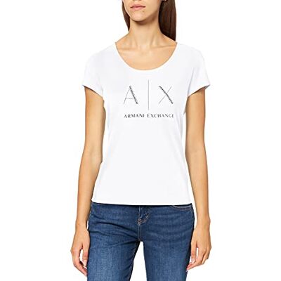 Giorgio Armani Dámské tričko s logem štrasu, bílá Giorgio Armani Dámské tričko s logem štrasu, bílá