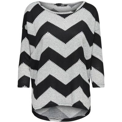 ONLY Dámský top ONLELCOS, Light Grey Melange/Aop: w. Black Zigzag, XL ONLY Dámský top ONLELCOS, Light Grey Melange/Aop: w. Black Zigzag, XL