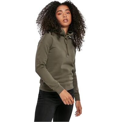 Urban Classics Dámská mikina s kapucí Ladies Hoody zelená Basics, Casual Wear, Streetwear, Olivová, S Urban Classics Dámská mikina s kapucí Ladies Hoody zelená Basics, Casual Wear, Streetwear, Olivová, S