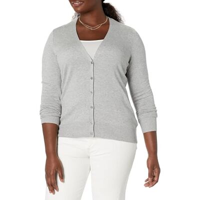 Amazon Essentials Dámský lehký kardiganový svetr, Light Grey Heather, M Amazon Essentials Dámský lehký kardiganový svetr, Light Grey Heather, M