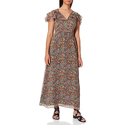 Tommy Jeans Dámské maxi šaty s krátkým rukávem, Hnědá (Ditsy Flower 901) Tommy Jeans Dámské maxi šaty s krátkým rukávem, Hnědá (Ditsy Flower 901)