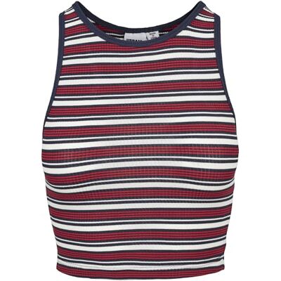 Urban Classics Dámský Ladies Rib Stripe Cropped Top, White/Navy/Fire Red, L Urban Classics Dámský Ladies Rib Stripe Cropped Top, White/Navy/Fire Red, L