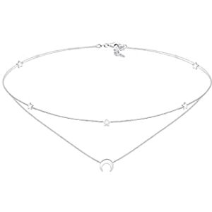 Elli Dámský náhrdelník Choker Layer Astro půlměsíc hvězdy ze sterlingového stříbra 925, 36, Stříbro, Bez drahokamu Elli Dámský náhrdelník Choker Layer Astro půlměsíc hvězdy ze sterlingového stříbra 925, 36, Stříbro, Bez drahokamu