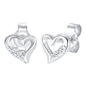 DIAMORE Elli DIAMONDS náušnice dámské srdce náušnice láska s diamantem (0,03 ct) ze sterlingového stříbra 925, Fazetový brus, Diamant DIAMORE Elli DIAMONDS náušnice dámské srdce náušnice láska s diamantem (0,03 ct) ze sterlingového stříbra 925, Fazetový brus, Diamant