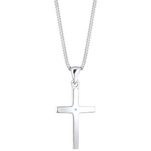 DIAMORE Elli DIAMONDS Dámský náhrdelník s přívěskem ve tvaru kříže a diamantu (0. 005 ct.) ze sterlingového stříbra 925, Sterlingové stříbro, Diamant DIAMORE Elli DIAMONDS Dámský náhrdelník s přívěskem ve tvaru kříže a diamantu (0. 005 ct.) ze sterlingového stříbra 925, Sterlingové stříbro, Diamant