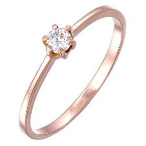 DIAMORE Elli DIAMONDS prsten dámský solitérní zasnoubení s diamantem (0. 11 ct.) v 750 růžovém zlatě, 52, Mincovní stříbro, Diamant DIAMORE Elli DIAMONDS prsten dámský solitérní zasnoubení s diamantem (0. 11 ct.) v 750 růžovém zlatě, 52, Mincovní stříbro, Diamant
