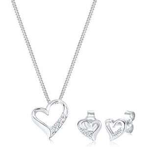DIAMORE Elli Sada šperků DIAMONDS dámské náušnice srdce láska s diamantem (0,075 ct.) ze sterlingového stříbra 925, Fazetový brus, diamant DIAMORE Elli Sada šperků DIAMONDS dámské náušnice srdce láska s diamantem (0,075 ct.) ze sterlingového stříbra 925, Fazetový brus, diamant
