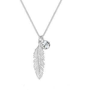 Elli Řetízek na krk s přívěskem ve tvaru pírka a krystalem Swarovski®, sterlingové stříbro 925, délka 45 cm, stříbrná Elli Řetízek na krk s přívěskem ve tvaru pírka a krystalem Swarovski®, sterlingové stříbro 925, délka 45 cm, stříbrná