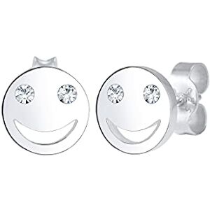 Elli Dámské náušnice Smiley Face Motiv Hravé s krystaly ze sterlingového stříbra 925, Mincovní stříbro, Křišťál Elli Dámské náušnice Smiley Face Motiv Hravé s krystaly ze sterlingového stříbra 925, Mincovní stříbro, Křišťál