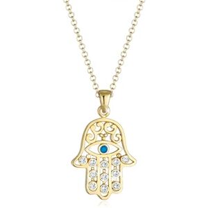 Elli Dámský náhrdelník Hamsa Evil Eye s krystaly ze sterlingového stříbra 925 pozlacený Elli Dámský náhrdelník Hamsa Evil Eye s krystaly ze sterlingového stříbra 925 pozlacený