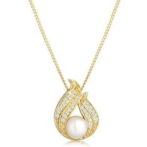 DIAMORE Elli DIAMONDS řetízek na krk dámský sladkovodní perla s diamantem (0,13 ct.) ze žlutého zlata 585, Fazetový brus, Diamant DIAMORE Elli DIAMONDS řetízek na krk dámský sladkovodní perla s diamantem (0,13 ct.) ze žlutého zlata 585, Fazetový brus, Diamant