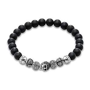 THOMAS SABO Pánský náramek lebka Rebel at Heart černý 925 sterlingové stříbro A1099-159-11, Kámen Mincovní stříbro, sklo. THOMAS SABO Pánský náramek lebka Rebel at Heart černý 925 sterlingové stříbro A1099-159-11, Kámen Mincovní stříbro, sklo.