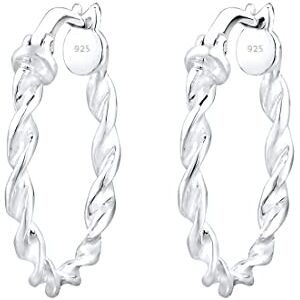 Elli Dámské náušnice kreolky Basic Spirála Twisted Geo ze sterlingového stříbra 925, Fazetový brus, Bez drahokamu Elli Dámské náušnice kreolky Basic Spirála Twisted Geo ze sterlingového stříbra 925, Fazetový brus, Bez drahokamu