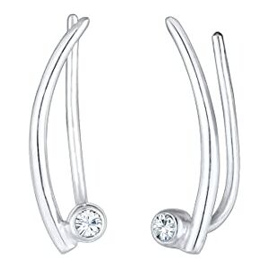 Elli Dámské náušnice Ear Climber s krystaly, Jedna velikost, Mincovní stříbro, Křišťál Elli Dámské náušnice Ear Climber s krystaly, Jedna velikost, Mincovní stříbro, Křišťál