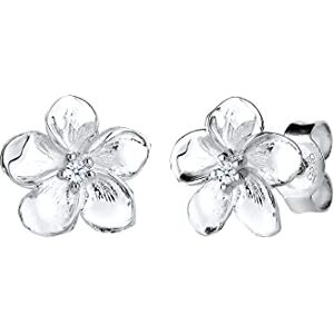 DIAMORE Elli DIAMONDS Earrings Women Frangipani Blossom Floral with Diamond (0,03ct) ze sterlingového stříbra 925, Jedna velikost, Fazetový brus, Diamant DIAMORE Elli DIAMONDS Earrings Women Frangipani Blossom Floral with Diamond (0,03ct) ze sterlingového stříbra 925, Jedna velikost, Fazetový brus, Diamant