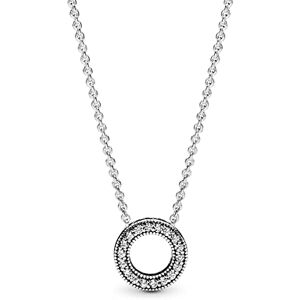 Pandora Signature náhrdelník pavé kruh, oboustranný, pozlacený 14karátovým zlatem, s čirým kubickým zirkonem 45, Sterlingové stříbro, Kubická zirkonie Pandora Signature náhrdelník pavé kruh, oboustranný, pozlacený 14karátovým zlatem, s čirým kubickým zirkonem 45, Sterlingové stříbro, Kubická zirkonie