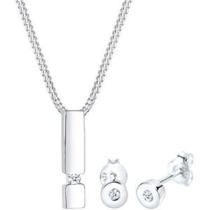 DIAMORE Elli DIAMONDS Sada šperků Dámské Náušnice Geo Přívěšek Solitér s diamantem (0,09 ct.) ze sterlingového stříbra 925 DIAMORE Elli DIAMONDS Sada šperků Dámské Náušnice Geo Přívěšek Solitér s diamantem (0,09 ct.) ze sterlingového stříbra 925