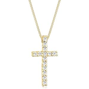 Elli Dámský řetízek na krk s křížkem elegantní s krystaly pozlacený šterlinkovým stříbrem 925 Elli Dámský řetízek na krk s křížkem elegantní s krystaly pozlacený šterlinkovým stříbrem 925