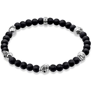 THOMAS SABO Náramek lebka ze sterlingového stříbra 925, Mincovní stříbro, Obsidián matný THOMAS SABO Náramek lebka ze sterlingového stříbra 925, Mincovní stříbro, Obsidián matný
