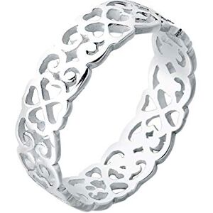 Elli Dámský prsten ve tvaru srdce čtyřlístku Ornament Cut Out ze sterlingového stříbra 925, Fazetový brus, Bez Elli Dámský prsten ve tvaru srdce čtyřlístku Ornament Cut Out ze sterlingového stříbra 925, Fazetový brus, Bez