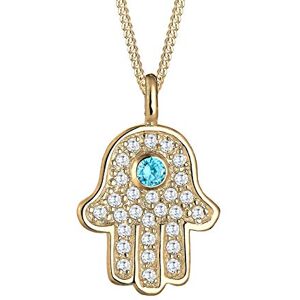 Elli Dámský náhrdelník s přívěskem Hamsa Hand Fatima zirkon pozlacený stříbro 925, Fazetový brus, Kubická zirkonie Elli Dámský náhrdelník s přívěskem Hamsa Hand Fatima zirkon pozlacený stříbro 925, Fazetový brus, Kubická zirkonie