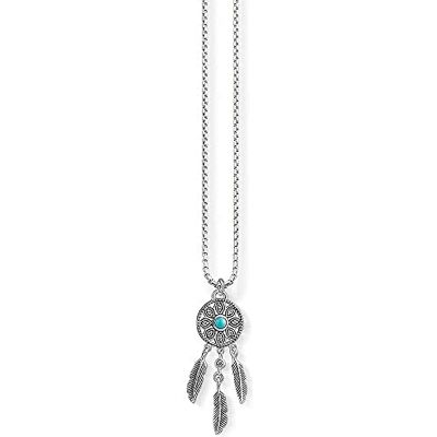 THOMAS SABO Řetízek cca 38/40/42 cm s přívěskem sterlingové stříbro 925 černěné/imitace tyrkysové / zirkonové tyrkysové THOMAS SABO Řetízek cca 38/40/42 cm s přívěskem sterlingové stříbro 925 černěné/imitace tyrkysové / zirkonové tyrkysové