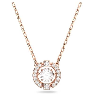 Swarovski Una Halskette, Rund, Weiss, Roségold-Legierungsschicht Swarovski Una Halskette, Rund, Weiss, Roségold-Legierungsschicht
