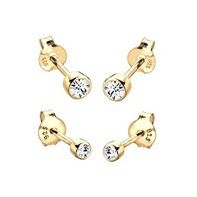 Elli Dámské náušnice , sterlingové stříbro 925, krystal Swarovski, Zlatá Elli Dámské náušnice , sterlingové stříbro 925, krystal Swarovski, Zlatá