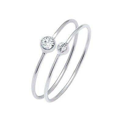 Elli Sada dámských prstenů Elegantní Basic s krystaly, sterlingové stříbro 925, krystaly Swarovski, sklo. Elli Sada dámských prstenů Elegantní Basic s krystaly, sterlingové stříbro 925, krystaly Swarovski, sklo.