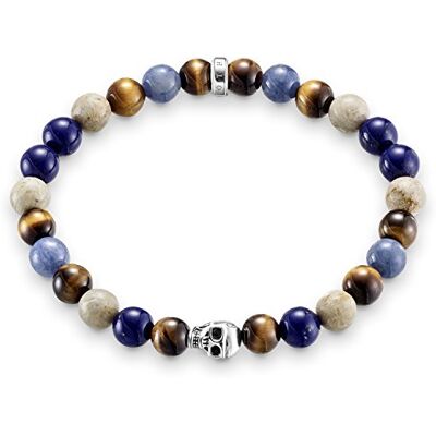 THOMAS SABO Náramek lebka ze sterlingového stříbra 925, černěné, Kovový, Dumortierit Oko tygra Lapis Lazuli THOMAS SABO Náramek lebka ze sterlingového stříbra 925, černěné, Kovový, Dumortierit Oko tygra Lapis Lazuli