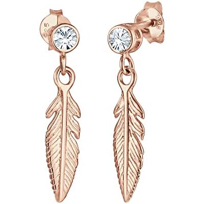 Elli Dámské náušnice Peří Boho s krystaly, Fazetový brus, Křišťál Elli Dámské náušnice Peří Boho s krystaly, Fazetový brus, Křišťál
